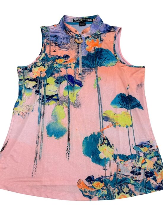 jamie sadock Tops - Jamie Sadock Thai Beauty Watercolor Women's 1/4 Zip Sleeveless Golf Top, Size M